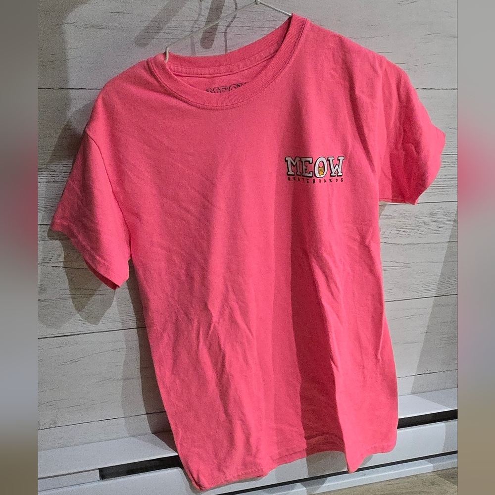 Bright Pink MEOW SKATEBOARDS T-Shirt